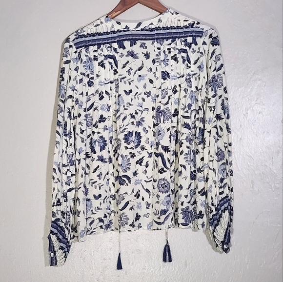 Natalie Martin Floral Print Women's Top - Blue and White - Picture 2 of 5